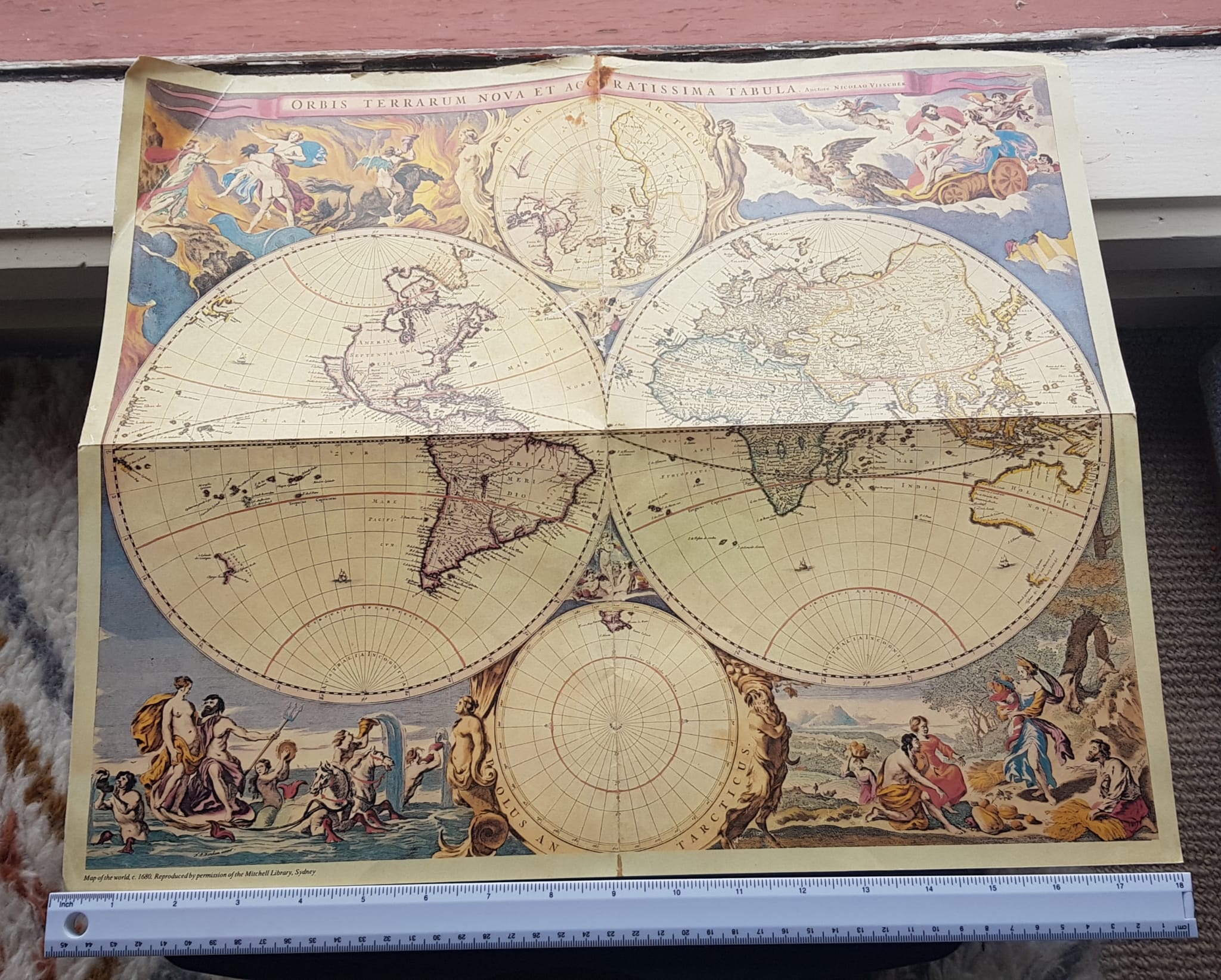 World Map: Early Reproduction of 1680 Ad Map