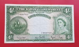 The Bahamas 4 Shillings - Queen Elizabeth II VF Condition 1953 - P13