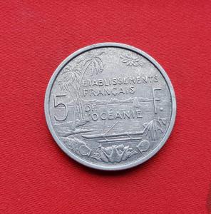 Oceania ৫ Francs ১৯৫২ - অ্যালুমিনিয়াম মুদ্রা - ব্যাস ৩১ মিমি