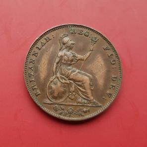 UK 1 Farthing - Victoria 1853 - Bronze Coin - Dia 22 mm