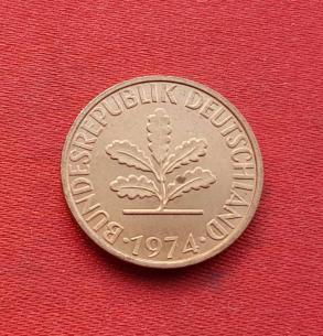 Germany, Federal Republic of 2 Pfennig 1974 Copper Clad Iron Dia 19.25 M