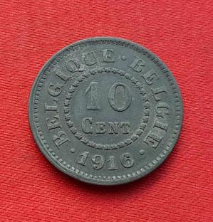 Belgium 10 Centimes 1916 German Occupation Coinage Zinc Dia 22 mm