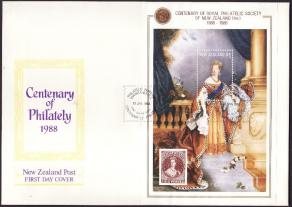 New Zealand - (1988) Centenary of Royal Philatelic Society of New Zealand (Inc.) 1888-1988, New Zealand Post First Day Cover