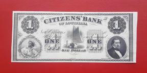Us (Federal Republic) 1 Dollar 1833-57, New Orleans Citizens Bank of Louisiana, Uniface, UNC