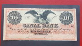 Us (Federal Republic)  10 Dollars 1860-69, Canal Bank: New Orleans, Uniface, UNC Condition