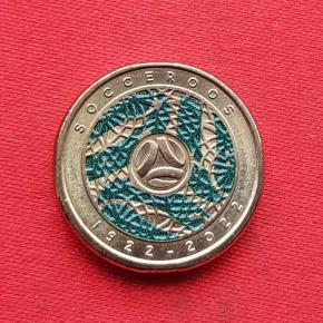 Australia 2 Dollars - Elizabeth II 2022, Circulating Commemorative, 100 Years of The Socceroos, Aluminum Bronze Dia 20.5 mm