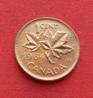 Canada 1 Cent - Elizabeth II 1964 Bronze Dia 19.05 mm