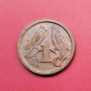South Africa 1 Cent 1992 - Bronze Plated Steel Coin - Dia 15 mm