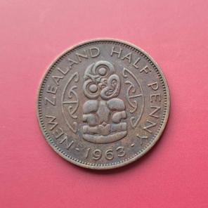 নিউজিল্যান্ড ½ Penny ১৯৬৩ - ব্রোঞ্জ মুদ্রা - ব্যাস ২৫.৪ মিমি