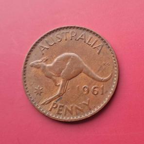 অস্ট্রেলিয়া ১ Penny ১৯৬১ - ব্রোঞ্জ মুদ্রা - ব্যাস ৩০.৮ মিমি