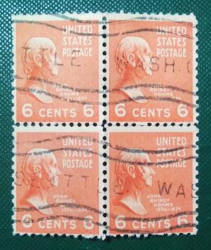 USA - (1938) John Quincy Adams (1767-1848), Sixth President of The U.S.A., President Issue, Block of Four VF Used Stamp