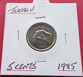 Tuvalu 5 Cents 1985 Copper-Nickel Dia 19.4mm