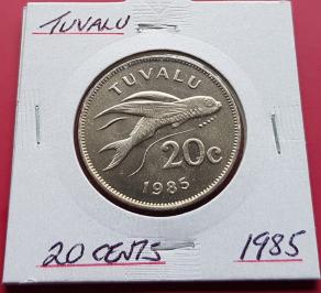 Tuvalu 20 Cents - Elizabeth II 1985 Copper-Nickel Dia 28.45 mm