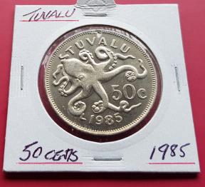 Tuvalu 50 Cents - Elizabeth II 1985 Copper-Nickel Dia 31.65 mm
