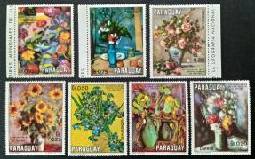 Paraguay - 1970 Flower Paintings, Gum Washed Out, MNH