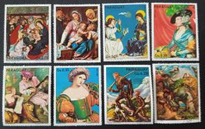 Paraguay - 1975 Christmas - Paintings, Gum Washed Out, 8v MNH