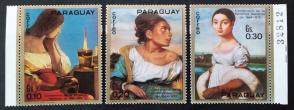 Paraguay - 1971 Women Paintings From The Louvre, 3v Gum Washed Out, MNH