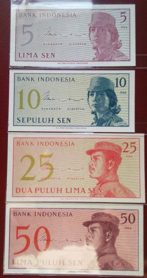Indonesia - (1964) 5, 10, 25 and 50, 4 Pcs UNC Banknote