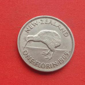 New Zealand 1 Florin - Elizabeth II 1965 - Copper-Nickel Coin - Dia 28.58 mm