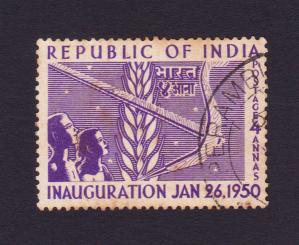 ভারত : Inauguration of Republic - ৪a ডাকটিকেট Used ১৯৫০