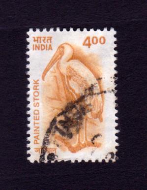 ভারত : Wildlife - পাখি - Painted Stork ১v ডাকটিকেট Used ২০০১