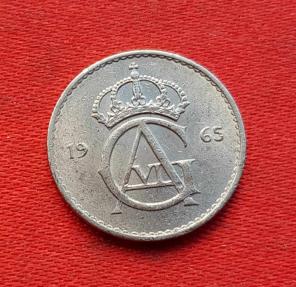 Sweden 10 Öre - Gustaf VI Adolf 1965 - Copper-Nickel Coin - Dia 15 mm