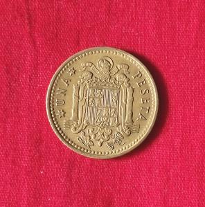 Spain 1 Peseta - Francisco Franco 1966 - Aluminium-Bronze Coin - Dia 21 mm