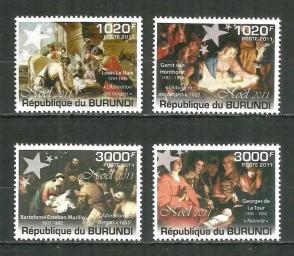 Republique Du Burundi - (2011) Noel 2011, Famous Paintings, 4v MNH Stamp Complete Set