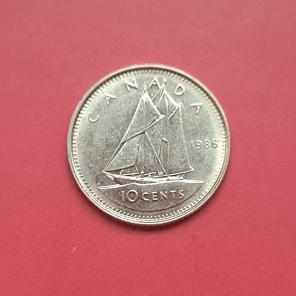 Canada 10 Cents 1986 - Nickel Coin - Dia 18.03 mm