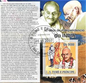 India - (2007) Mahatma Gandhi Central Africa Sao Tome Principe, Miniature Sheet / Stamp