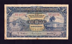 Trinidad এবং Tobago ১ Dollar-K G VI ১৯৩৯, Fine Condition