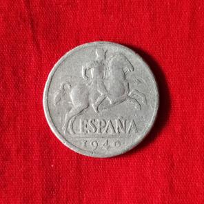 Spain 10 Centimos 1940 - Aluminium Coin - Dia 23 mm