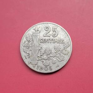 ফ্রান্স ২৫ Centimes ১৯০৪ - Nickel মুদ্রা - ব্যাস ২৪ মিমি