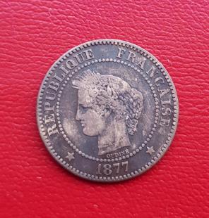 France 2 Centimes 1877 - Bronze Coin - Dia 20.2 mm
