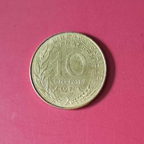 France 10 Centimes 1974 - Copper-Aluminium-Nickel Coin - Dia 20 mm