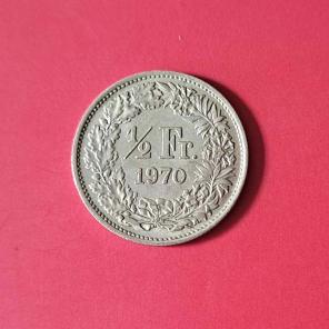 Switzerland ½ Franc 1970 - Copper-Nickel Coin - Dia 18.20 mm