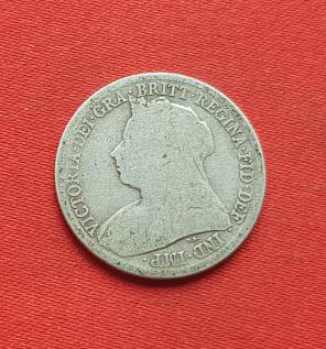 UK 1 Shilling - Victoria 3rd Portrait; 'Old Head' 1900 Silver (.925) Wt5.66 G Dia 23.5 mm