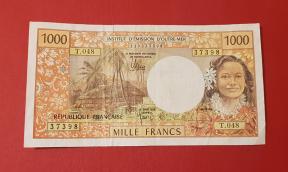 French Pacific Territories 1000 Francs 1996, VF Condition