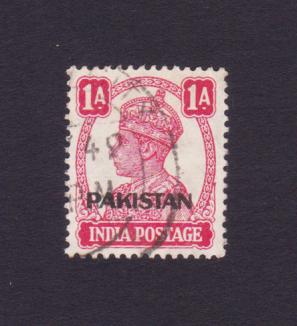 Pakistan Overprint on India King George VI - 1a Stamps, Used