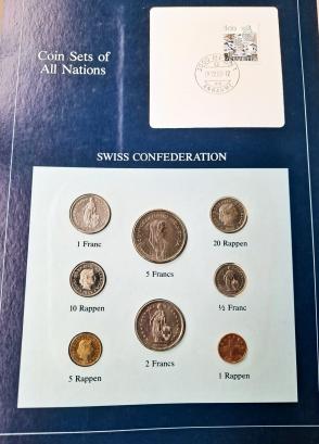 Switzerland 1 Rappen - 5 Francs - Set of 8 UNC Coins (1981-83) Sealed in Franklin Mint Folder