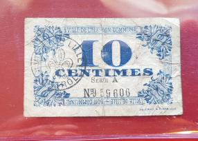 France 10 Centimes 1917, W W1 Emergency Issues, Town of Lille, Fine Condition