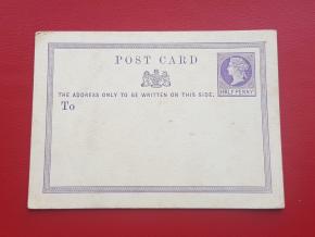 England Q V 1/2 Penny Post Card Unused