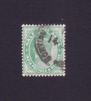 ভারত (British) King Edward VII - Half Anna ডাকটিকেট Used