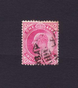 ভারত (British) King Edward VII - One Anna ''India Postage'' ডাকটিকেট Used