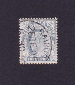 ভারত (British) King Edward VII - Three Pies ''India Postage'' ডাকটিকেট Used with Clear Cancellation of Raipur