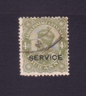 India (British) King Edward VII - Four Annas Overprinted Service Stamps Used