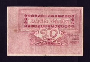 Belgium 20 Francs FINE/VF Condition 1919 - P67