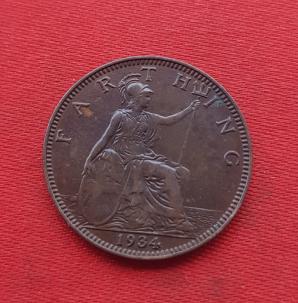 UK 1 Farthing - George V 1934 Bronze Dia 20 mm