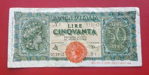 Italy 50 Lire - Italia Turrita - VF Condition 1944 - P74