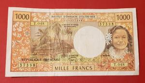 French Pacific Territories 1000 Francs VF Condition 1996 - P2